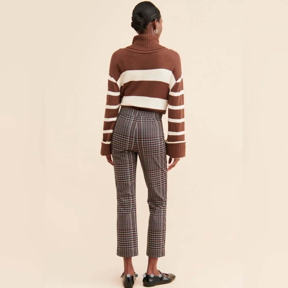 Small Anthropologie Sanctuary Carnaby pull on kick flare pants  brown check